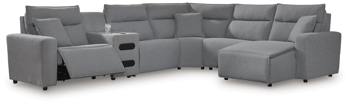 J&M Furniture - Ashley Furniture - Modmax II 6-Piece Reclining Sectional with Chaise and Audio Console - 6-Piece Reclining Sectional with Chaise and Audio Console - 65906S28
