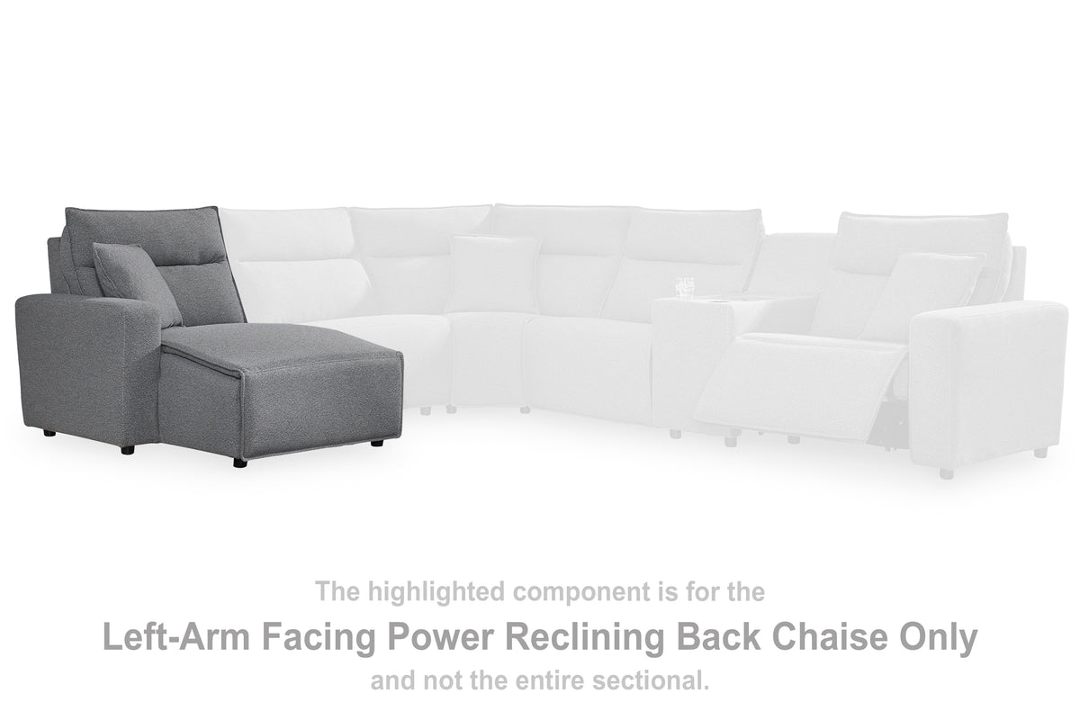 J&M Furniture - Ashley Furniture - ModMax II Left-Arm Facing Power Reclining Back Chaise - LAF Press Back Power Chaise / Salt and Pepper - 6590679