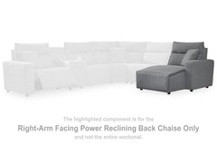 J&M Furniture - Ashley Furniture - ModMax II Right-Arm Facing Power Reclining Back Chaise - RAF Press Back Power Chaise / Salt and Pepper - 6590697