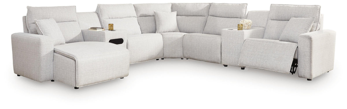 J&M Furniture - Ashley Furniture - Modmax II 7-Piece Power Reclining Sectional with Chaise and Audio Console - 7-Piece Power Reclining Sectional with Chaise and Audio Console - 65907S43