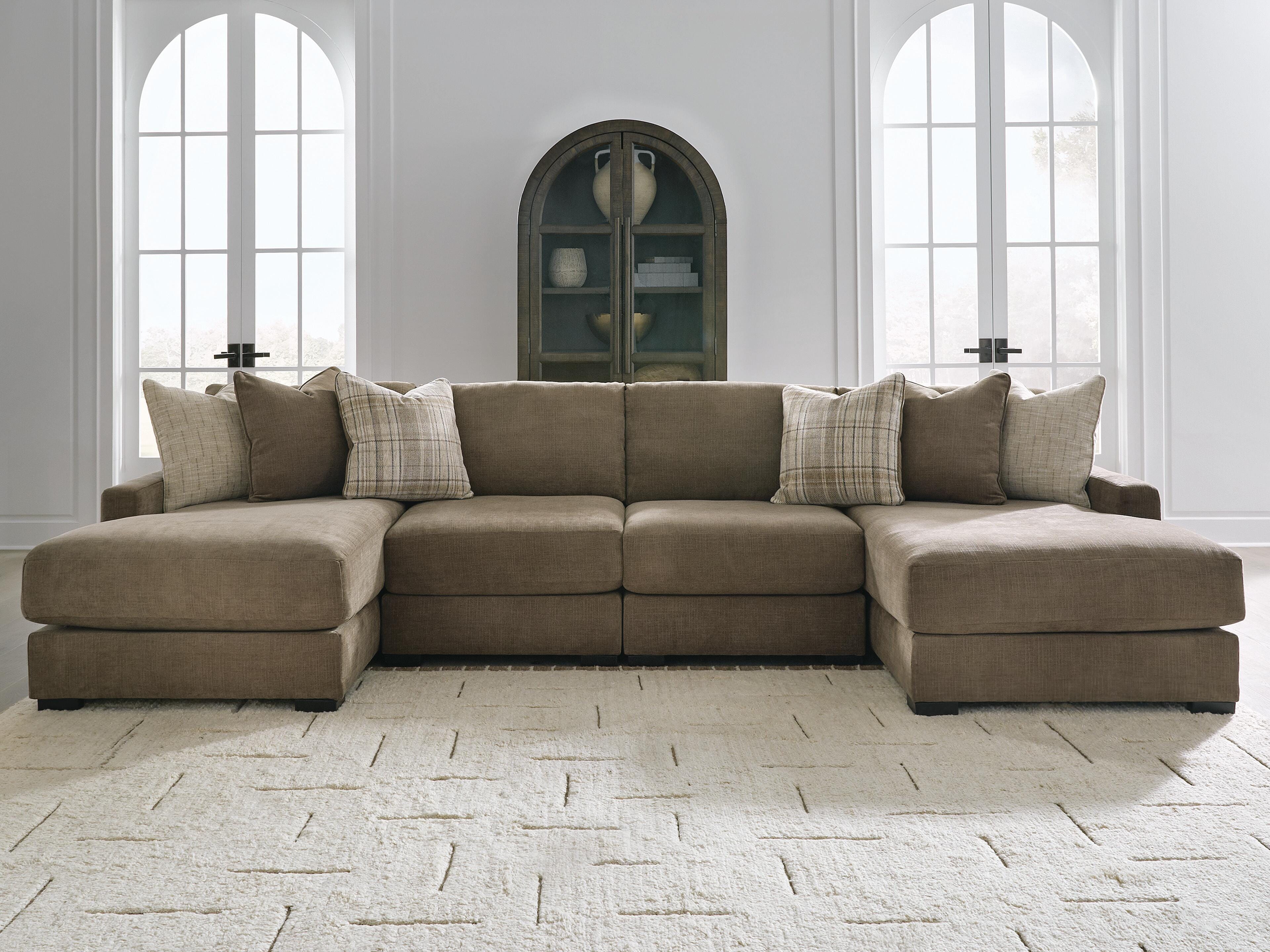 J&M Furniture - Ashley Furniture - Camellia-Court 4-Piece Double Chaise Sectional - RAF 4-Piece Double Chaise Sectional - 68207S9