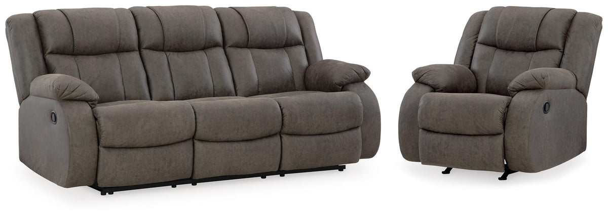 J&M Furniture - Ashley Furniture - First Base Reclining Sofa and Recliner - Reclining Sofa and Recliner - 68804U5
