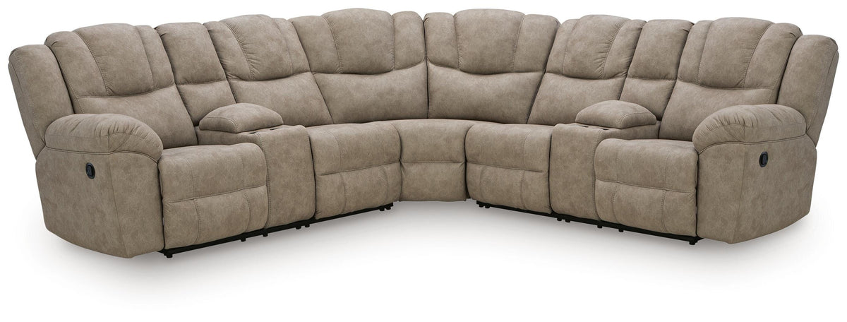 J&M Furniture - Ashley Furniture - Pearce-Pike 3-Piece Reclining Sectional with Double Console - 3-Piece Reclining Sectional with Double Console - PC69205S3