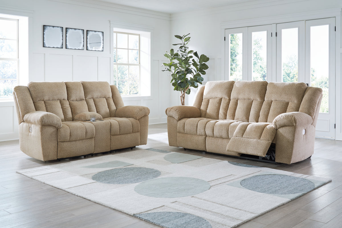 J&M Furniture - Ashley Furniture - Tip-Off Power Reclining Sofa and Loveseat - Power Reclining Sofa and Loveseat / Wheat - 69305U1