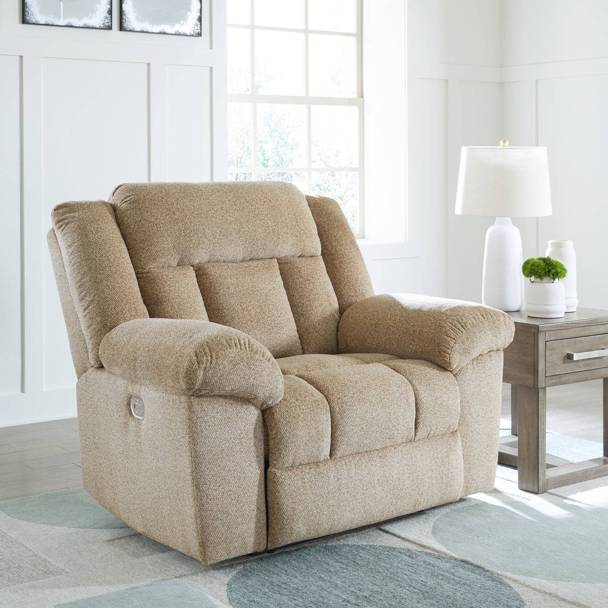 J&M Furniture - Ashley Furniture - Tip-Off Power Recliner - PWR Recliner/ADJ Headrest / Wheat - 6930582