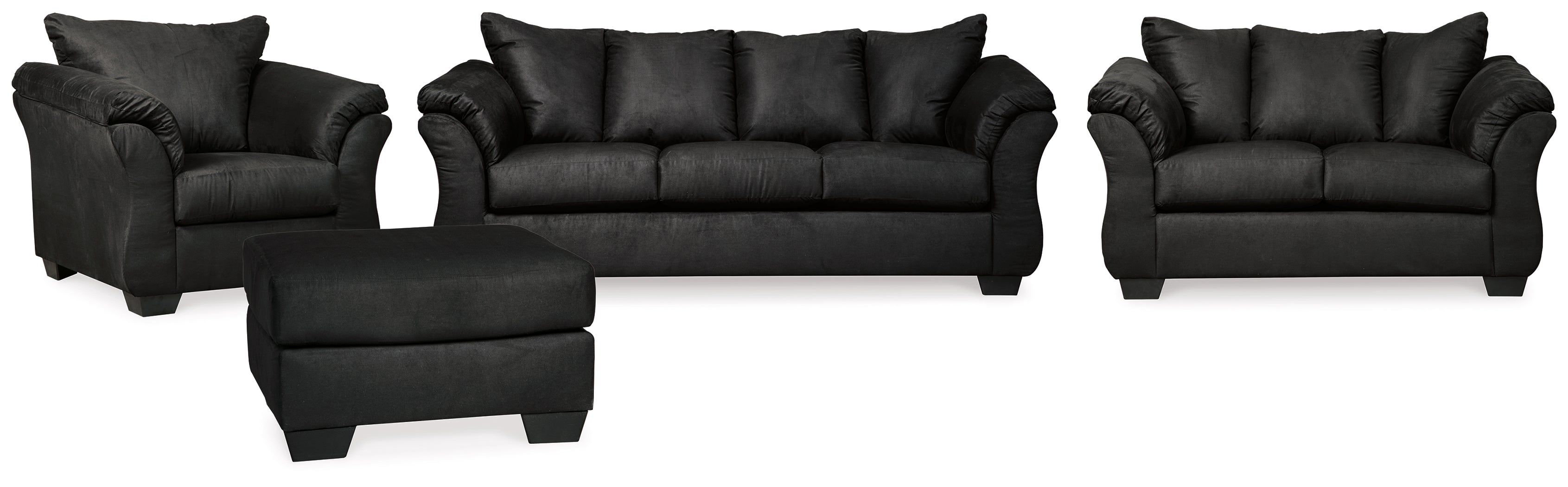 J&M Furniture - Ashley Furniture - Darcy Sofa, Loveseat, Chair and Ottoman - Sofa, Loveseat, Chair and Ottoman / Black - 75008U8