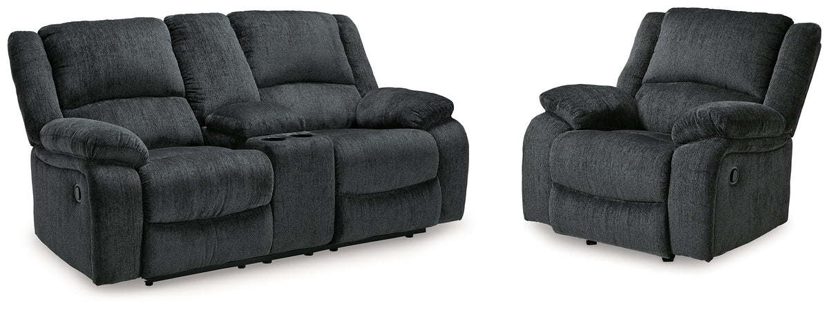 J&M Furniture - Ashley Furniture - Draycoll Reclining Loveseat with Console and Recliner - Reclining Loveseat with Console and Recliner - 76504U7