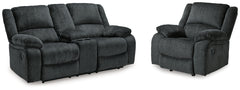 J&M Furniture - Ashley Furniture - Draycoll Reclining Loveseat with Console and Recliner - Reclining Loveseat with Console and Recliner - 76504U7