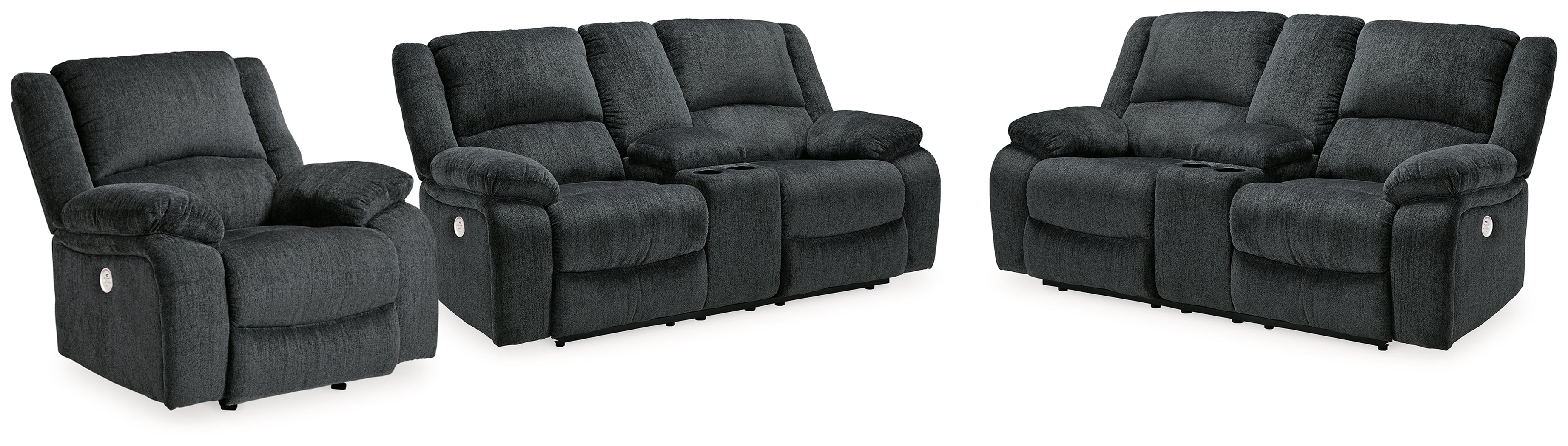 J&M Furniture - Ashley Furniture - Draycoll 2 Power Reclining Loveseats and Recliner - 2 Power Reclining Loveseats and Recliner - 76504U6
