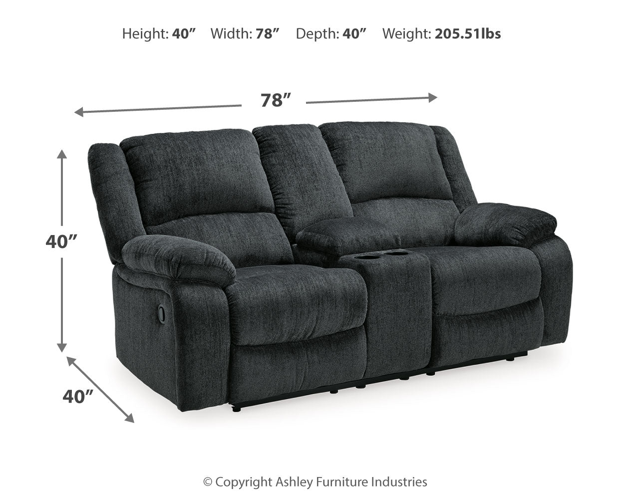Draycoll Reclining Loveseat with Console