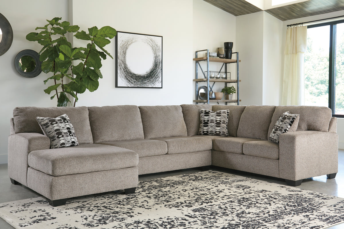 J&M Furniture - Ashley Furniture - Ballinasloe 3-Piece Sectional with Chaise - RAF 3-Piece Sectional with Chaise / Platinum - 80702S1