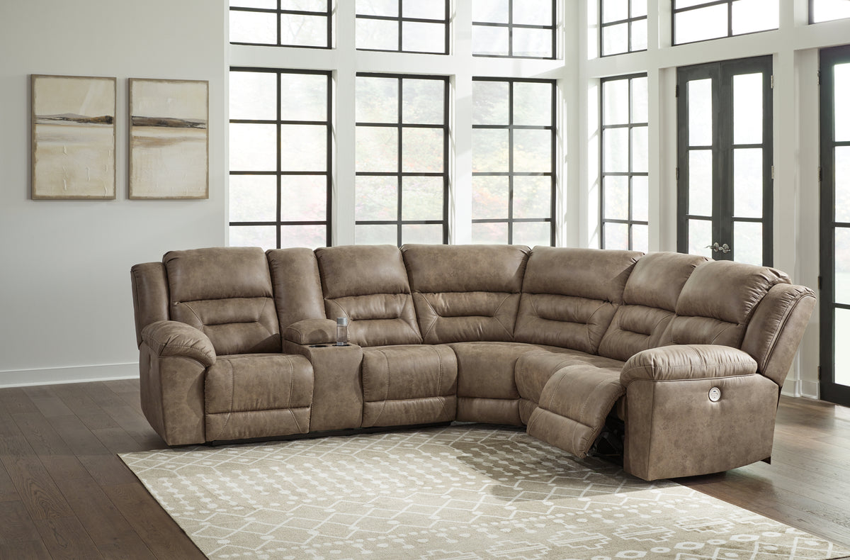 J&M Furniture - Ashley Furniture - Ravenel 3-Piece Power Reclining Sectional - 3-Piece Power Reclining Sectional / Fossil - 83106S1
