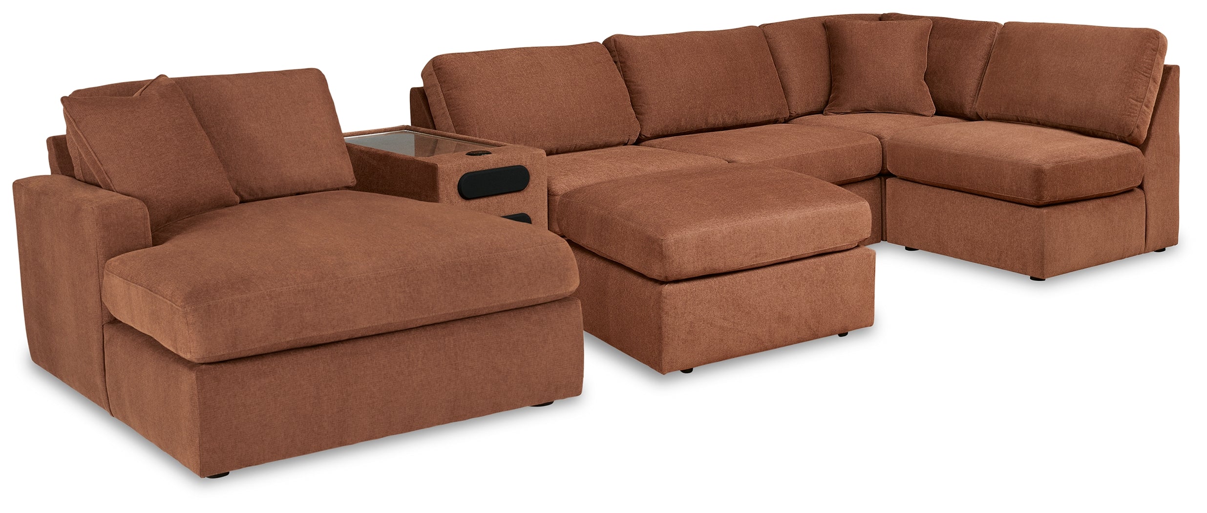 J&M Furniture - Ashley Furniture - Modmax 6-Piece Sectional with Chaise and Ottoman - 6-Piece Sectional with Chaise and Ottoman / Spice - 92102U9