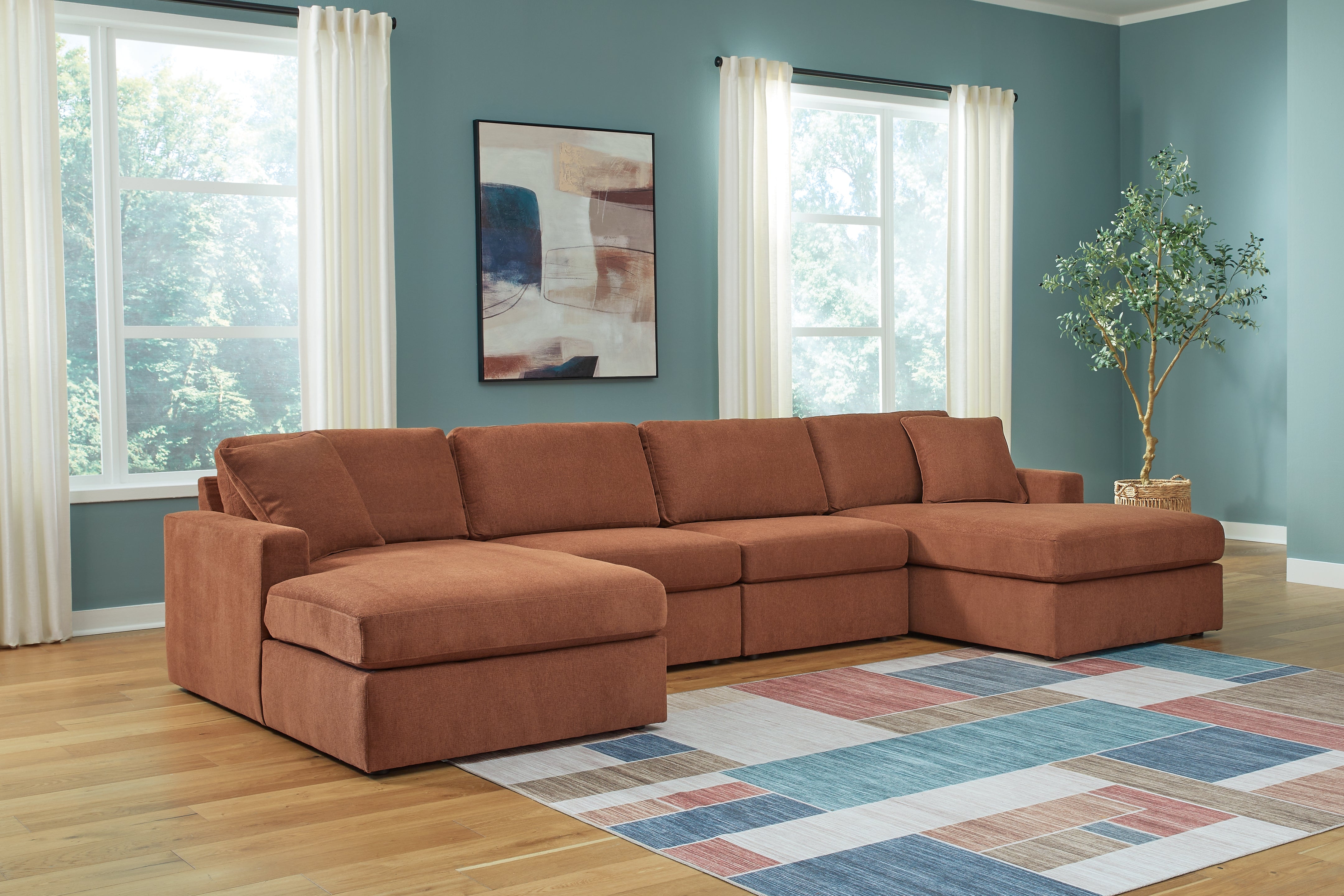 J&M Furniture - Ashley Furniture - Modmax 4-Piece Sectional with Chaise - RAF 4-Piece Sectional with Chaise / Spice - 92102S19
