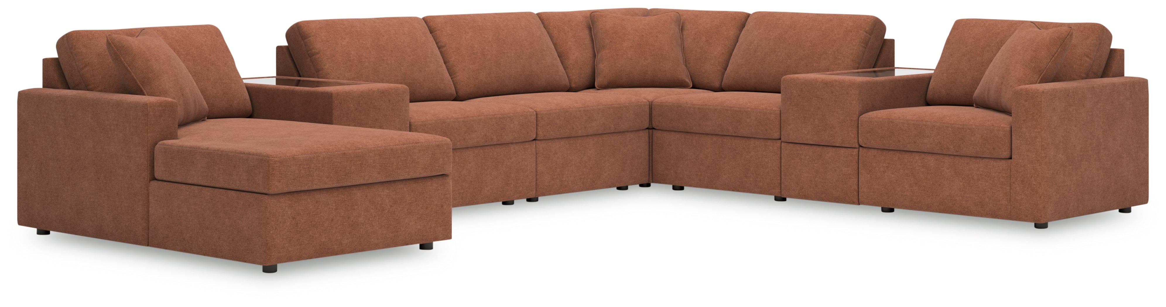 J&M Furniture - Ashley Furniture - Modmax 8-Piece Sectional with Chaise - RAF 8-Piece Sectional with Chaise / Spice - 92102S43