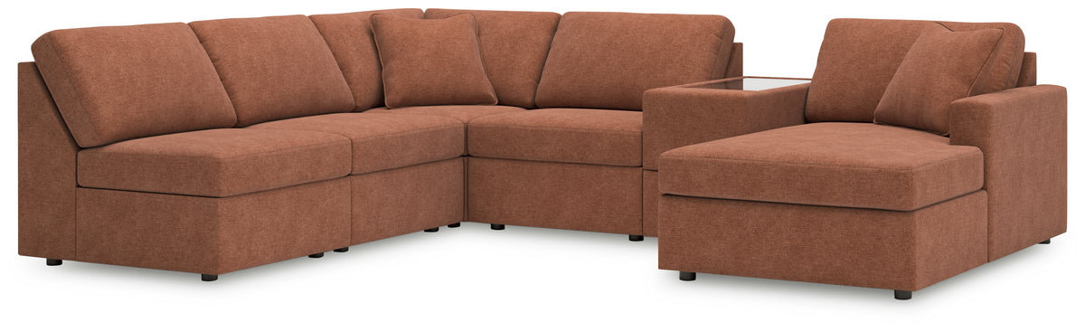 J&M Furniture - Ashley Furniture - Modmax 6-Piece Sectional with Chaise - 6-Piece Sectional with Chaise and Storage Console / Spice - 92102S22