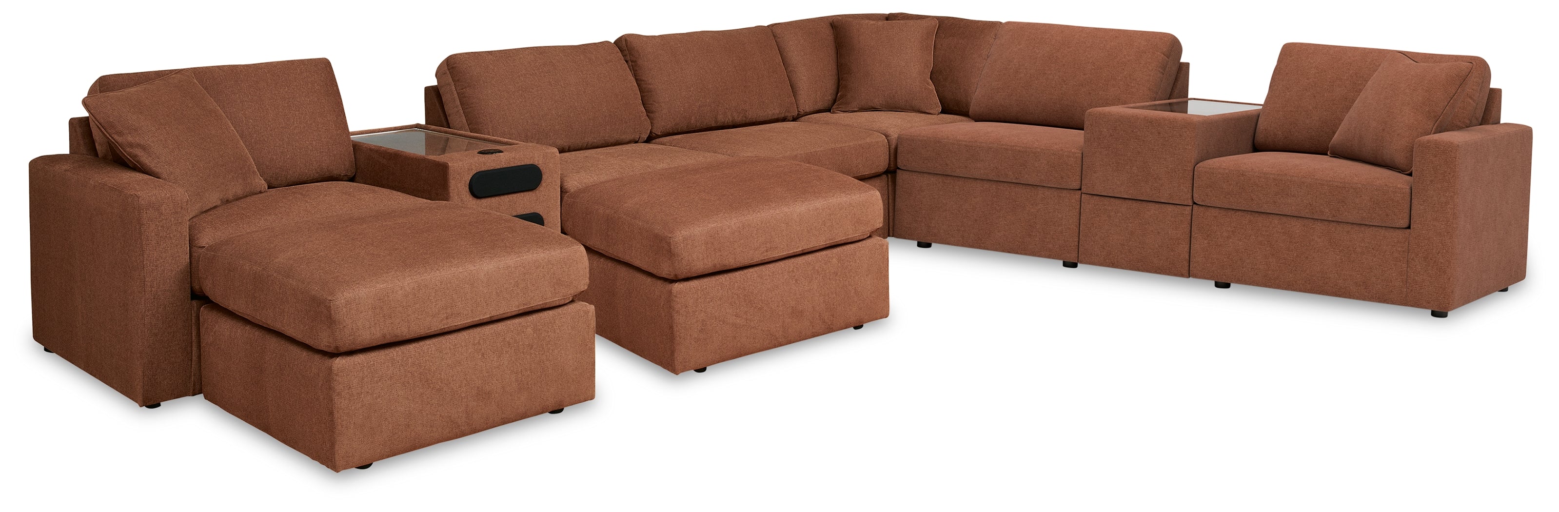 J&M Furniture - Ashley Furniture - Modmax 8-Piece Sectional and 2 Ottomans - 8-Piece Sectional and 2 Ottomans / Spice - 92102U13