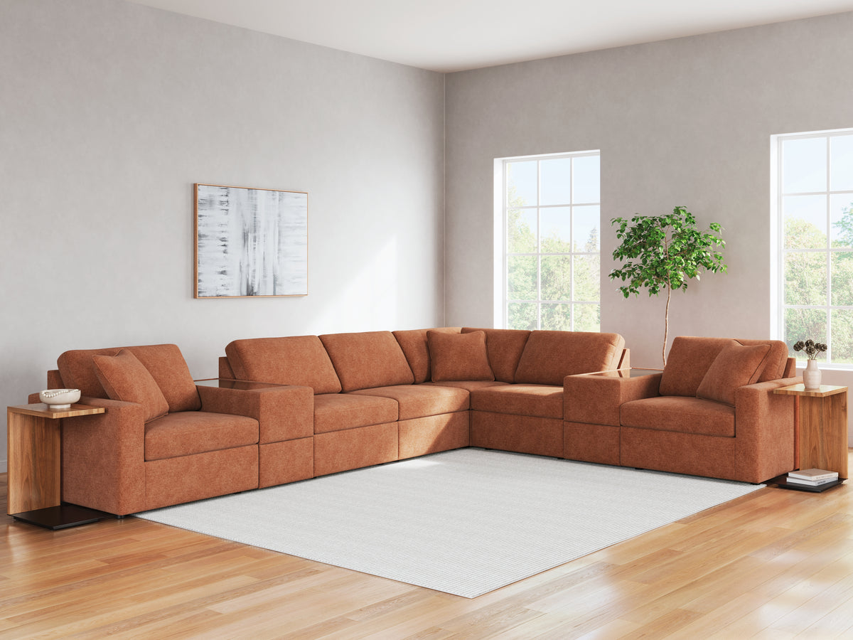 J&M Furniture - Ashley Furniture - Modmax 8-Piece Sectional - RAF 8-Piece Sectional / Spice - 92102S11