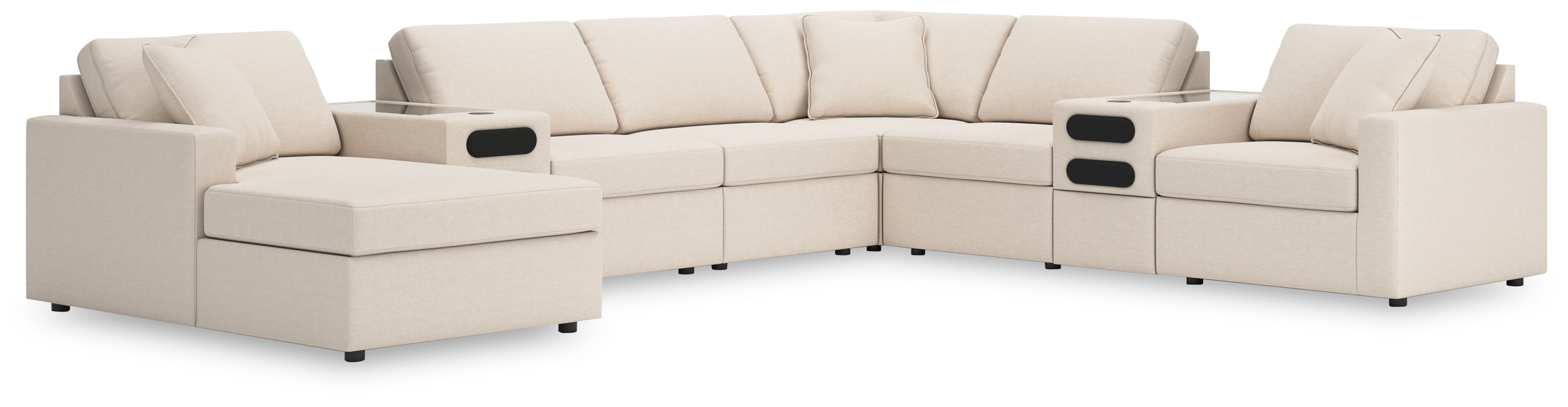J&M Furniture - Ashley Furniture - Modmax 8-Piece Sectional with Audio System and Chaise - RAF 8-Piece Sectional with Audio System and Chaise / Spice - 92102S48