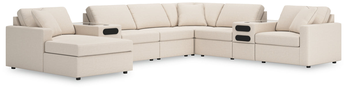 J&M Furniture - Ashley Furniture - Modmax 8-Piece Sectional with Audio System and Chaise - RAF 8-Piece Sectional with Audio System and Chaise / Spice - 92102S48