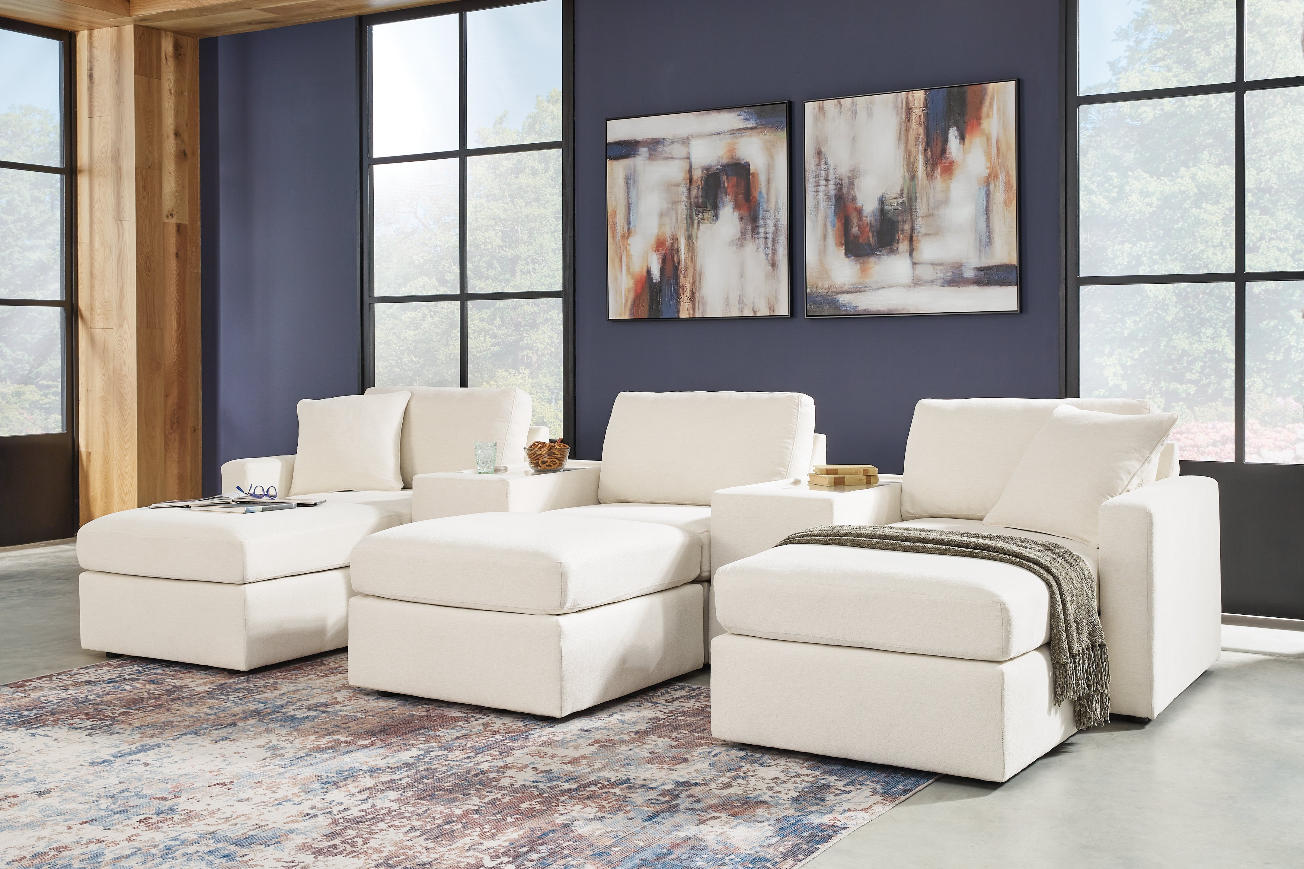 J&M Furniture - Ashley Furniture - Modmax 5-Piece Sectional and 3 Ottomans - 5-Piece Sectional and 3 Ottomans / Oyster - 92103U19