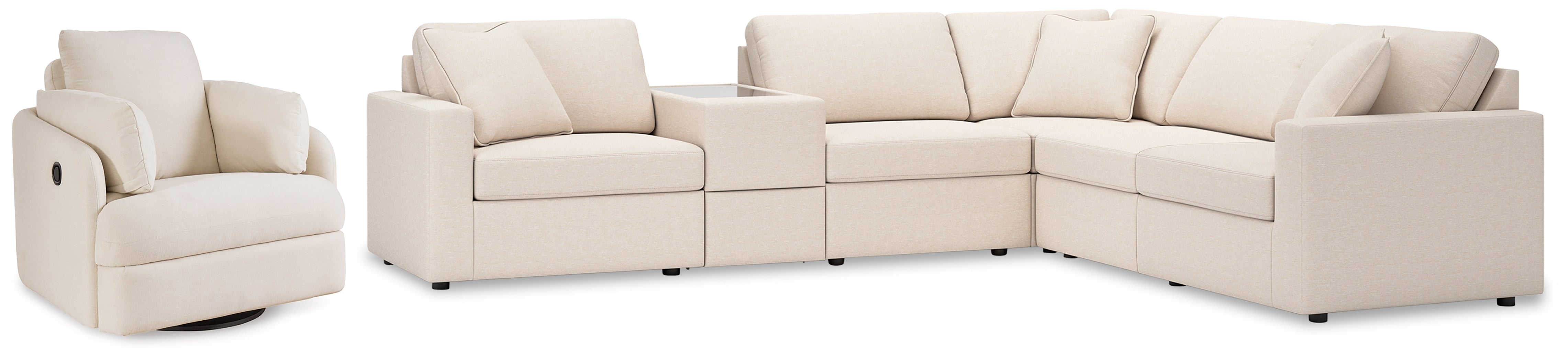 J&M Furniture - Ashley Furniture - Modmax 6-Piece Sectional and Swivel Glider Recliner - 6-Piece Sectional and Swivel Glider Recliner / Oyster - 92103U17