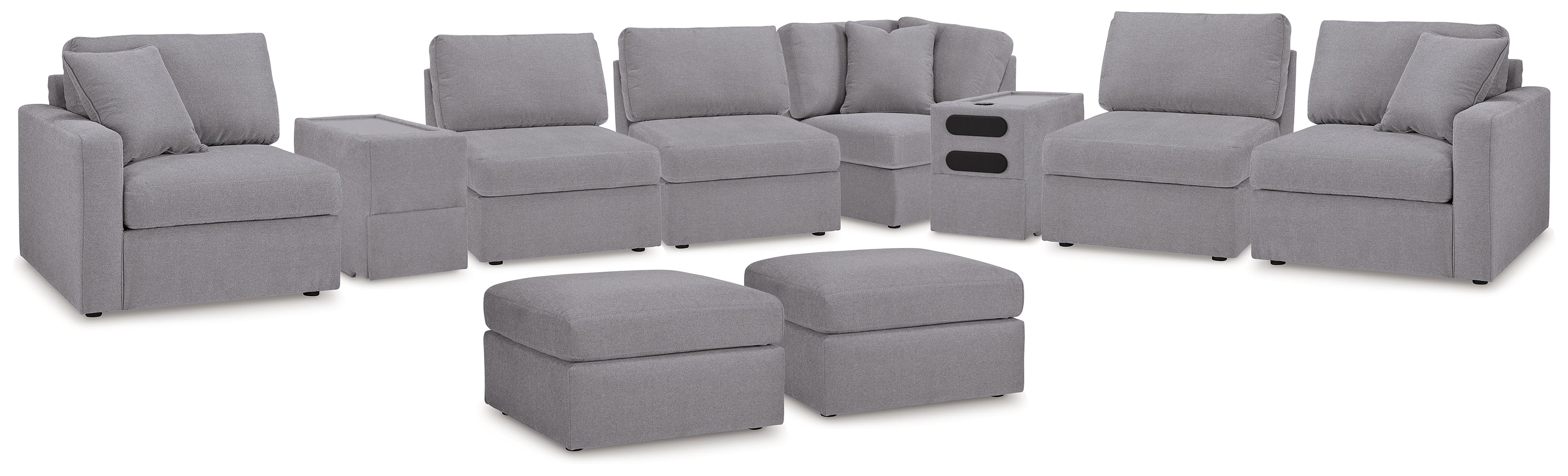 J&M Furniture - Ashley Furniture - Modmax 8-Piece Sectional and 2 Ottomans - 8-Piece Sectional and 2 Ottomans / Granite - 92104U13