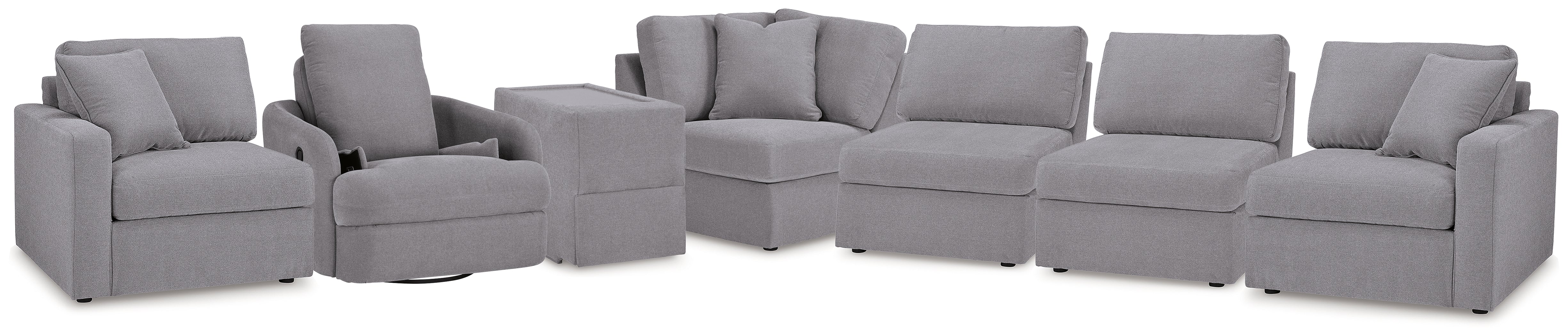 J&M Furniture - Ashley Furniture - Modmax 6-Piece Sectional and Swivel Glider Recliner - 6-Piece Sectional and Swivel Glider Recliner / Granite - 92104U17