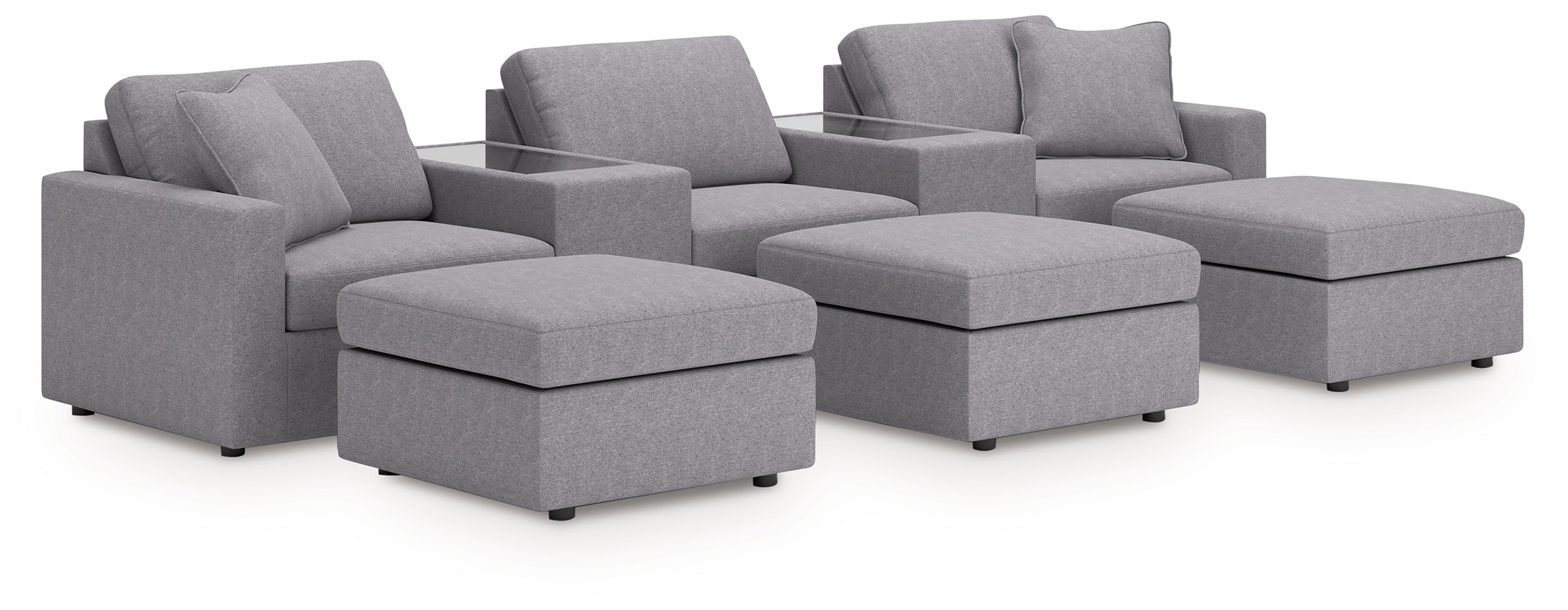 J&M Furniture - Ashley Furniture - Modmax 5-Piece Sectional and 3 Ottomans - 5-Piece Sectional and 3 Ottomans / Granite - 92104U19