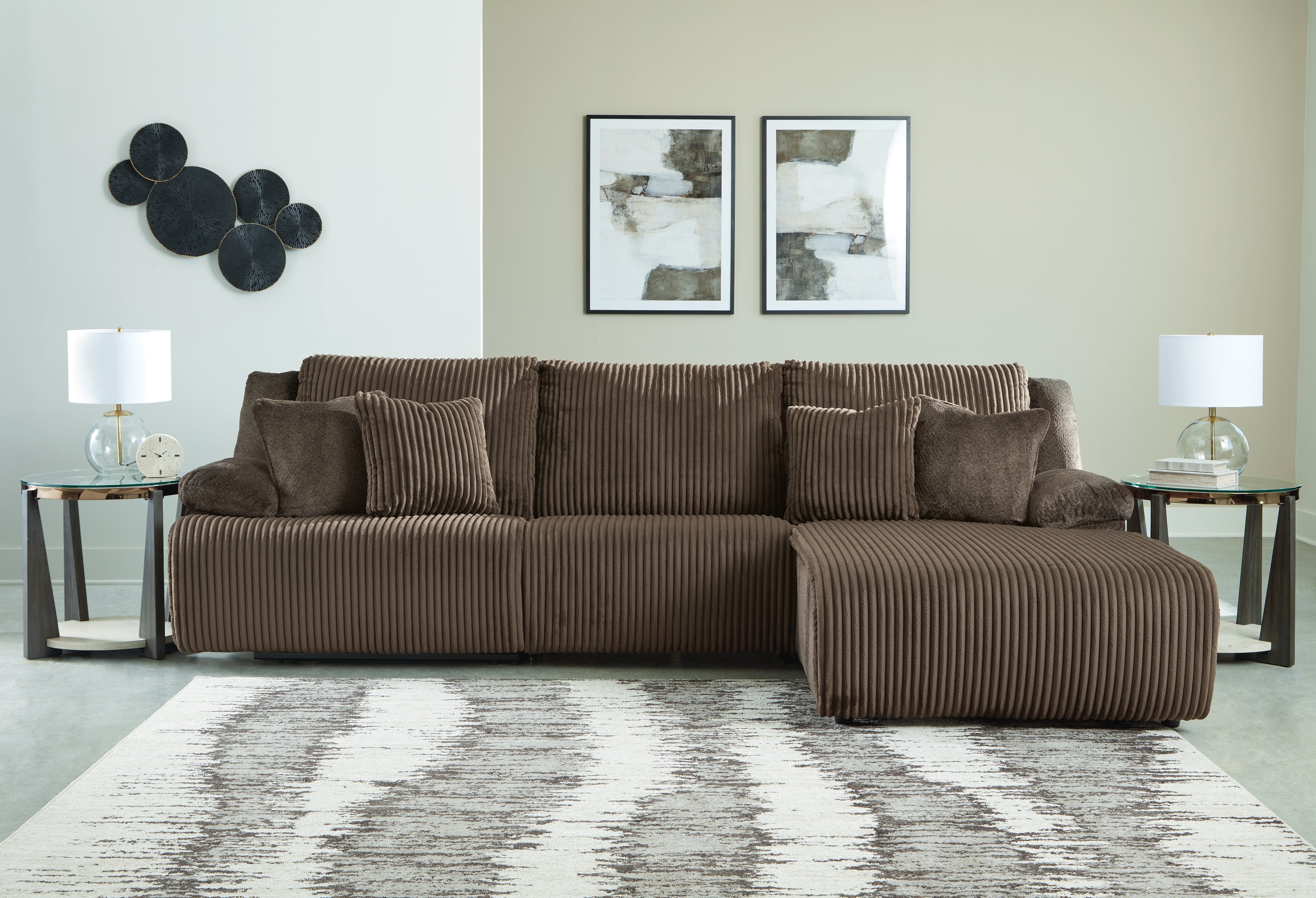 J&M Furniture - Ashley Furniture - Top Tier 3-Piece Sectional Sofa Chaise - 3-Piece Sectional Sofa Chaise / Chocolate - 92705S6
