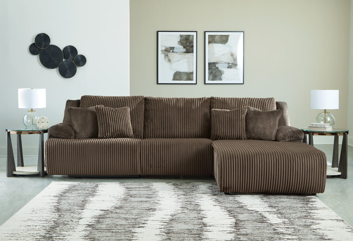 J&M Furniture - Ashley Furniture - Top Tier 3-Piece Sectional Sofa Chaise - 3-Piece Sectional Sofa Chaise / Chocolate - 92705S6