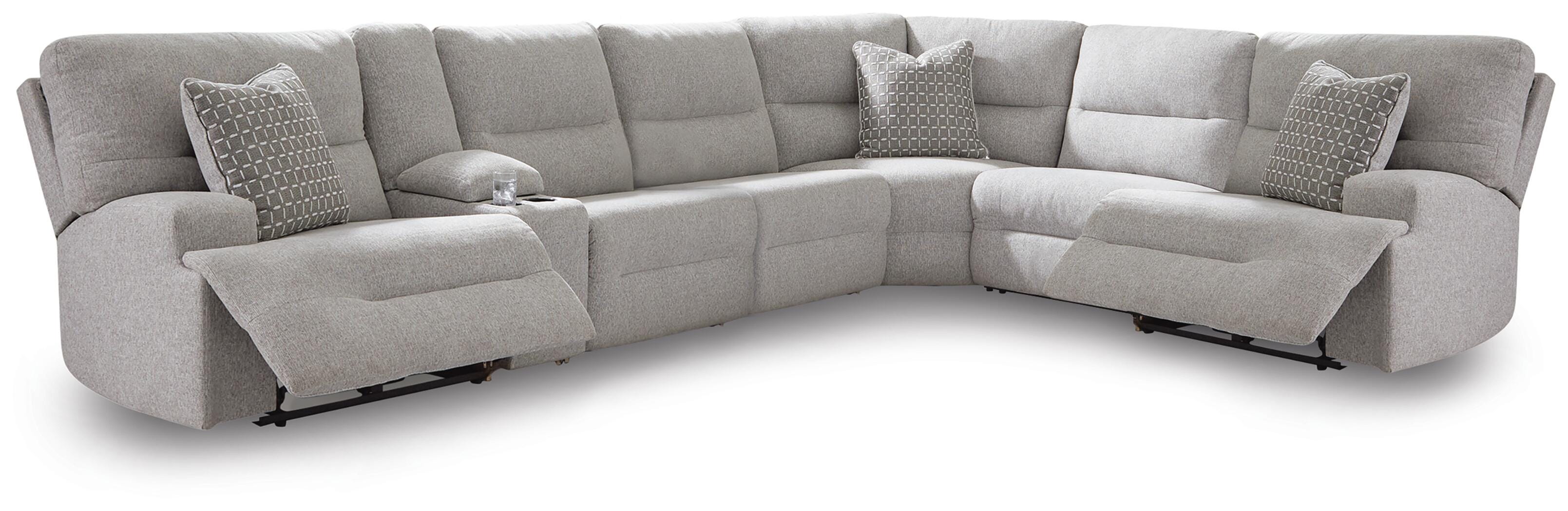 J&M Furniture - Ashley Furniture - Acklen Place 7-Piece Power Sectional Reclining Sofa with Storage Console - 7-Piece Power Sectional Reclining Sofa with Storage Console - 93605S20