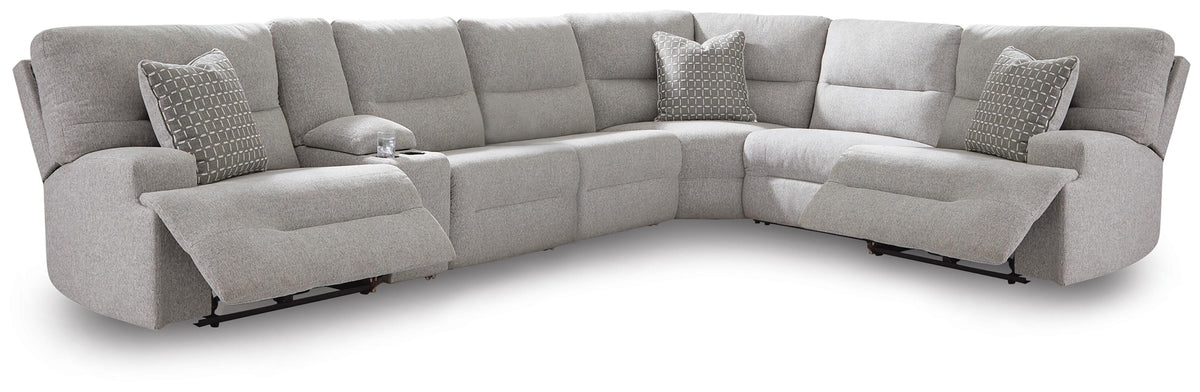 J&M Furniture - Ashley Furniture - Acklen Place 7-Piece Power Sectional Reclining Sofa with Storage Console - 7-Piece Power Sectional Reclining Sofa with Storage Console - 93605S20