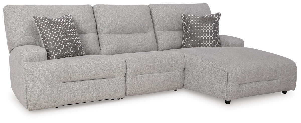 J&M Furniture - Ashley Furniture - Acklen Place 3-Piece Power Reclining Sectional - 3-Piece Power Reclining Sectional / Pewter - 93605S6