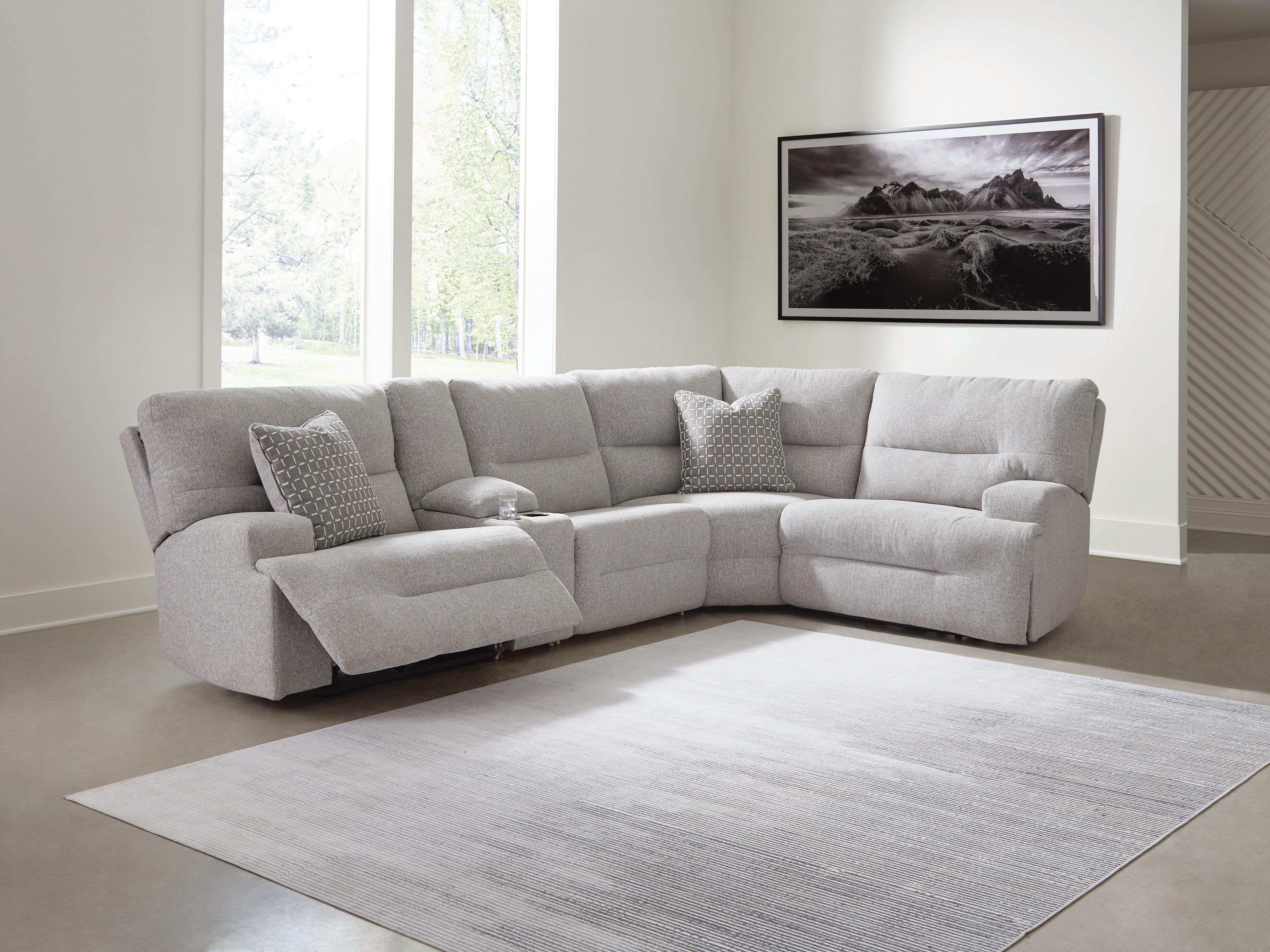 J&M Furniture - Ashley Furniture - Acklen Place 5-Piece Power Reclining Sectional with Storage Console - 5-Piece Power Reclining Sectional with Storage Console - 93605S19