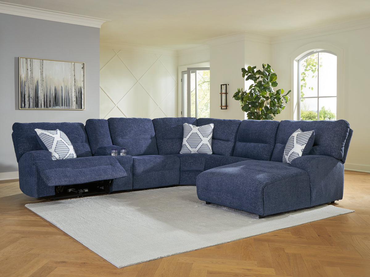J&M Furniture - Ashley Furniture - Acklen Place 6-Piece Power Reclining Sectional with Chaise - 6-Piece Power Reclining Sectional with Chaise / Pewter - 93605S1