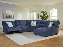 J&M Furniture - Ashley Furniture - Acklen Place 6-Piece Power Reclining Sectional with Chaise - 6-Piece Power Reclining Sectional with Chaise / Pewter - 93605S1