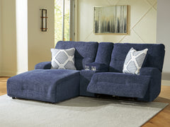 J&M Furniture - Ashley Furniture - Acklen Place 3-Piece Power Reclining Sectional Sofa with Chaise - 3-Piece Power Reclining Sectional Sofa with Chaise / Navy - 93607S5
