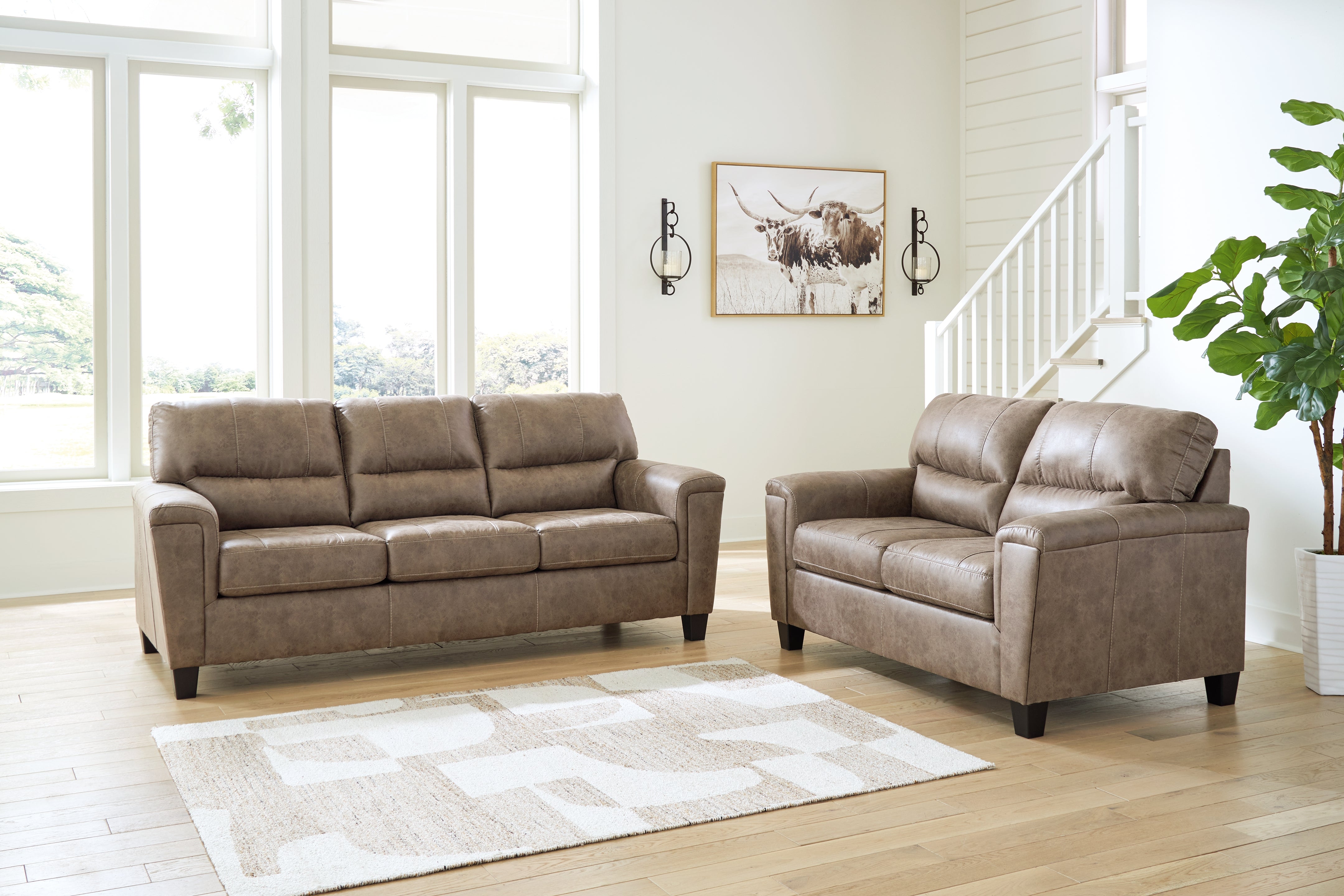 J&M Furniture - Ashley Furniture - Navi Sofa and Loveseat - Sofa and Loveseat / Fossil - 94004U1