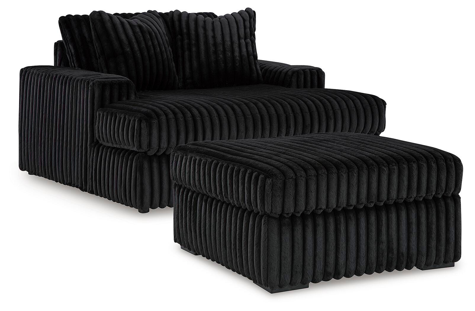 J&M Furniture - Ashley Furniture - Midnight-Madness Oversized Chaise and Oversized Accent Ottoman - Oversized Chaise and Oversized Accent Ottoman - 98103U10