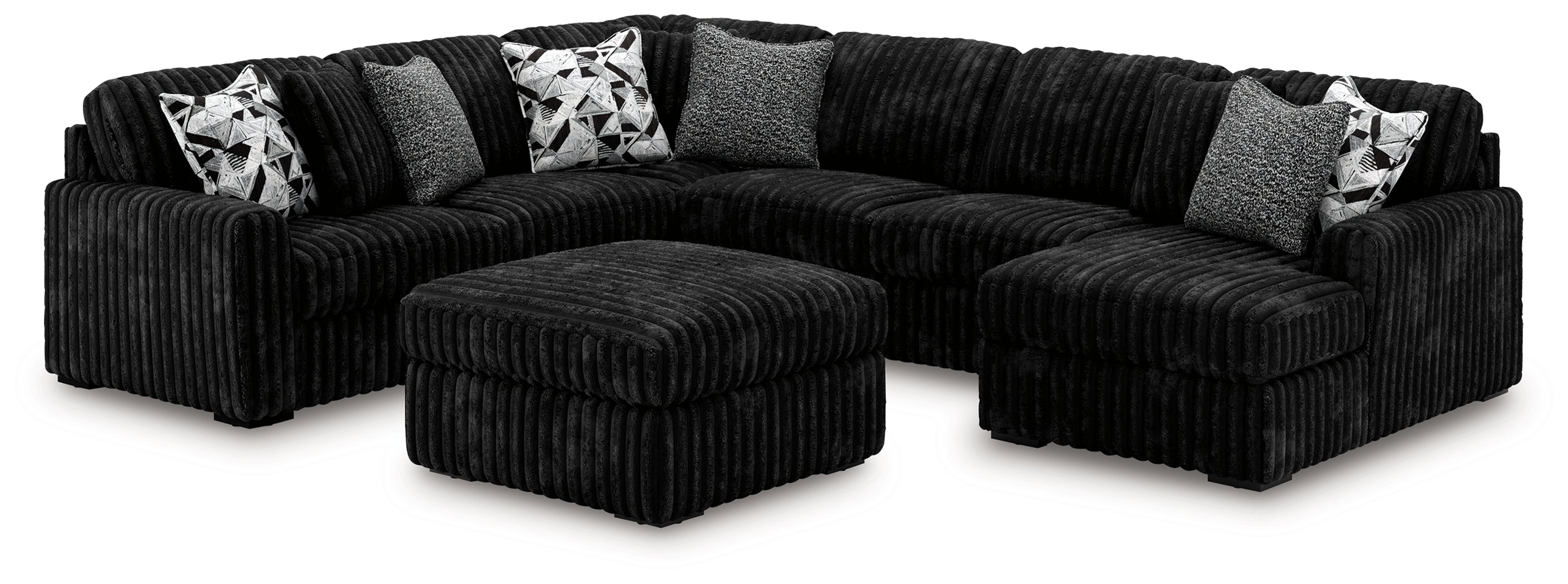 J&M Furniture - Ashley Furniture - Midnight-Madness 4-Piece Sectional and Oversized Accent Ottoman - 4-Piece Sectional and Oversized Accent Ottoman - 98103U3