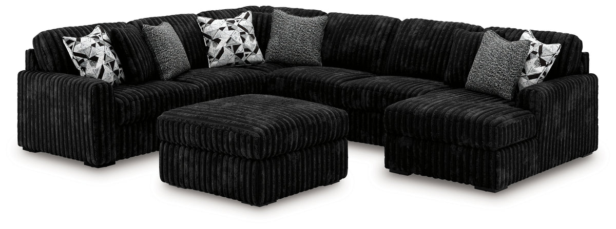 J&M Furniture - Ashley Furniture - Midnight-Madness 4-Piece Sectional and Oversized Accent Ottoman - 4-Piece Sectional and Oversized Accent Ottoman - 98103U3