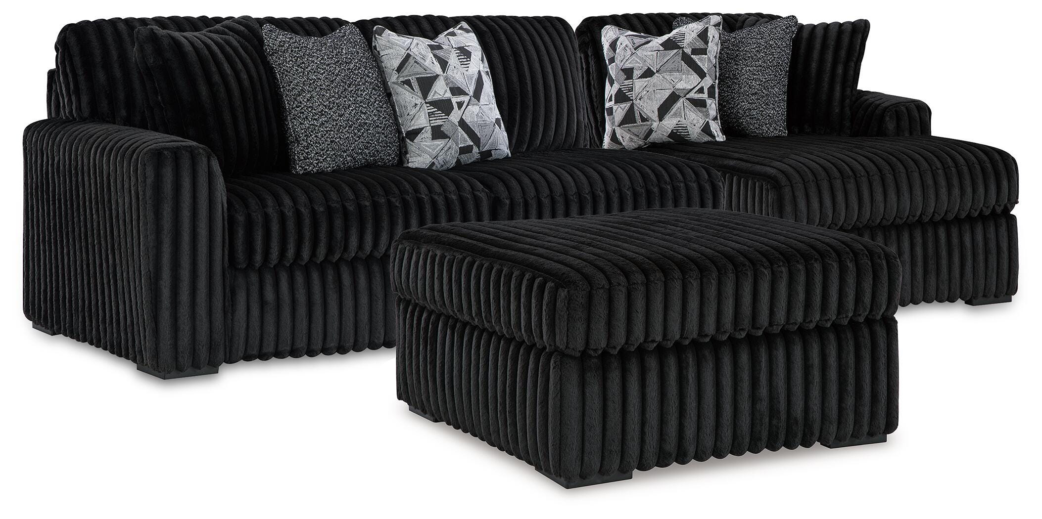 J&M Furniture - Ashley Furniture - Midnight-Madness 2-Piece Sectional and Oversized Accent Ottoman - 2-Piece Sectional and Oversized Accent Ottoman - 98103U4