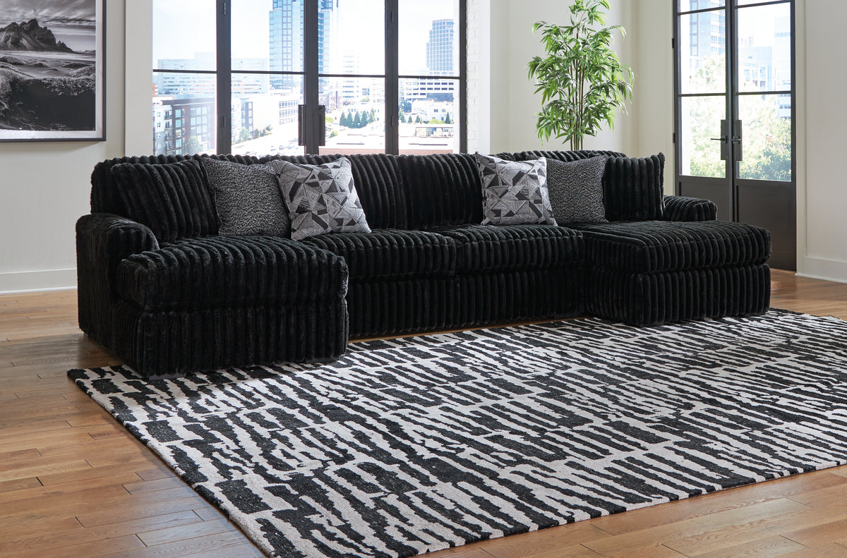 J&M Furniture - Ashley Furniture - Midnight-Madness 3-Piece Sectional with Chaise - LAF 3-Piece Sectional with Chaise / Onyx - 98103S9