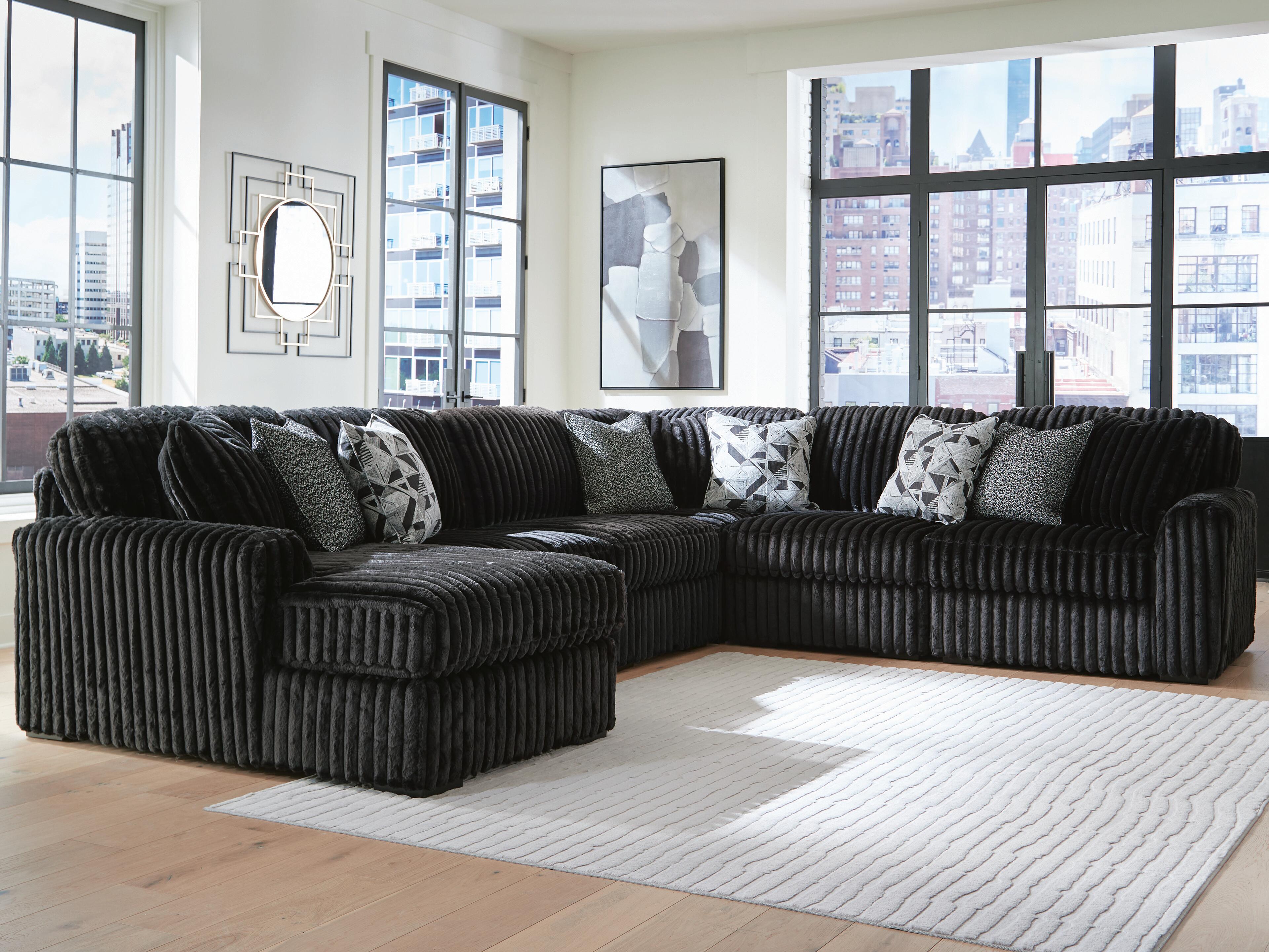 J&M Furniture - Ashley Furniture - Midnight-Madness 6-Piece Sectional with Chaise - RAF 6-Piece Sectional with Chaise - 98103S23