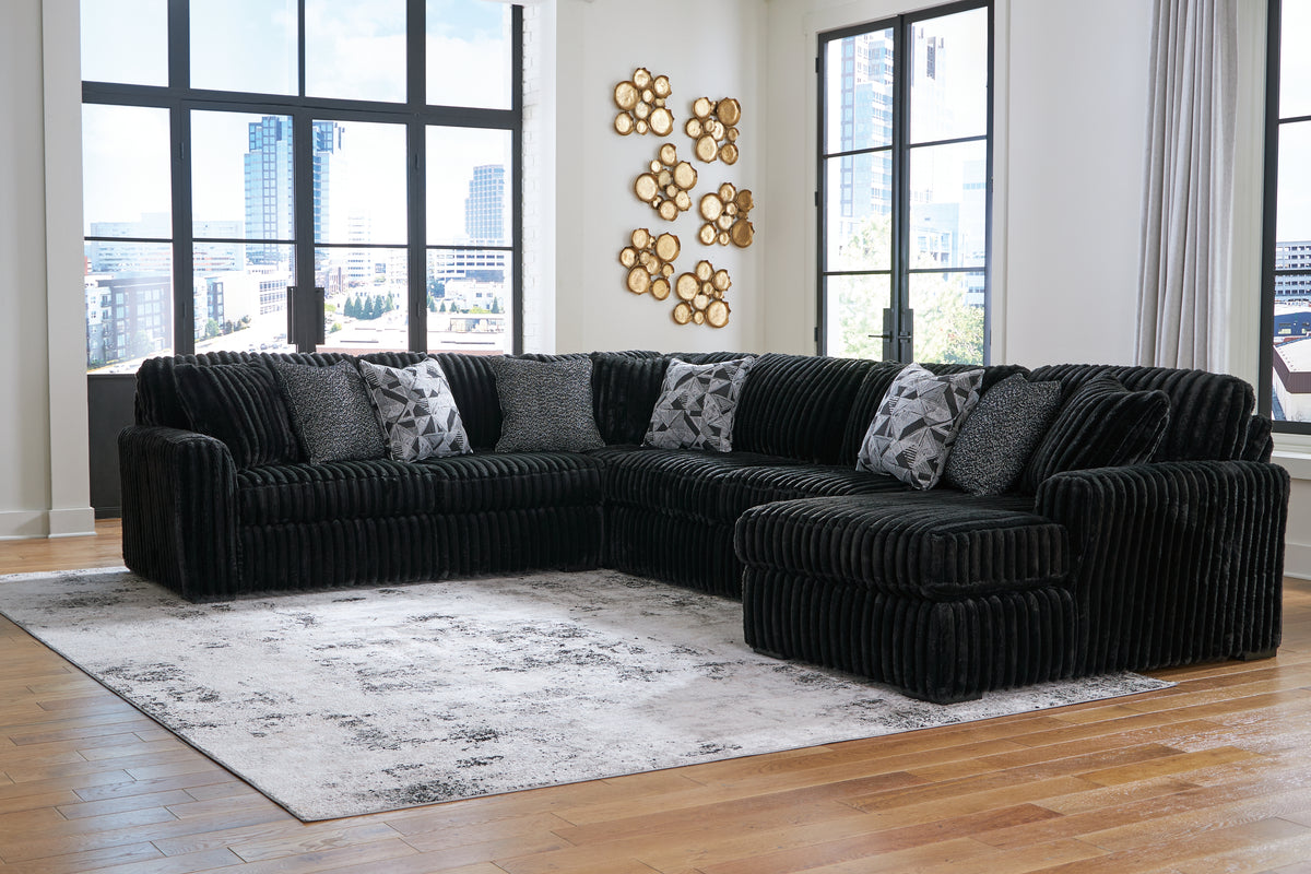 J&M Furniture - Ashley Furniture - Midnight-Madness 4-Piece Sectional with Chaise - LAF 4-Piece Sectional with Chaise - 98103S3