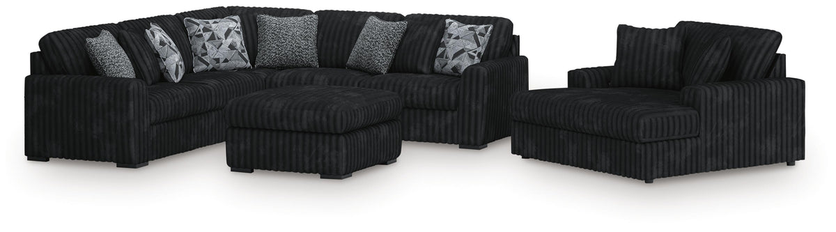 J&M Furniture - Ashley Furniture - Midnight-Madness 3-Piece Sectional, Chaise and Oversized Accent Ottoman - 3-Piece Sectional, Chaise and Oversized Accent Ottoman - 98103U1