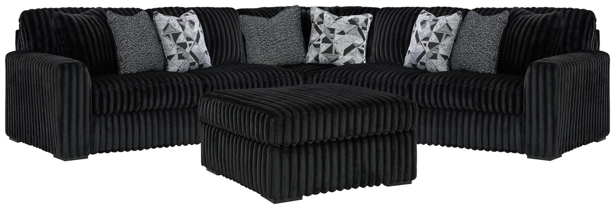 J&M Furniture - Ashley Furniture - Midnight-Madness 3-Piece Sectional and Oversized Ottoman - 3-Piece Sectional and Oversized Ottoman - 98103U7