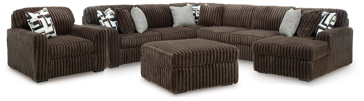 J&M Furniture - Ashley Furniture - Midnight-Madness 4-Piece Sectional with Chaise, Oversized Chair and Ottoman - 4-Piece Sectional with Chaise, Oversized Chair and Ottoman - 98104U6