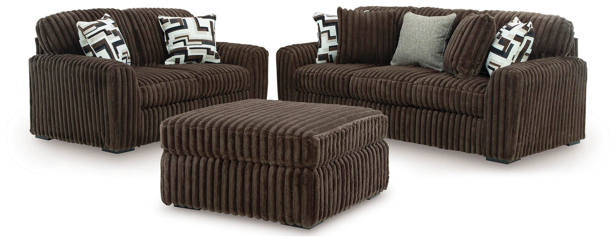 J&M Furniture - Ashley Furniture - Midnight-Madness Sofa, Loveseat and Oversized Accent Ottoman - Sofa, Loveseat and Oversized Accent Ottoman - 98104U2
